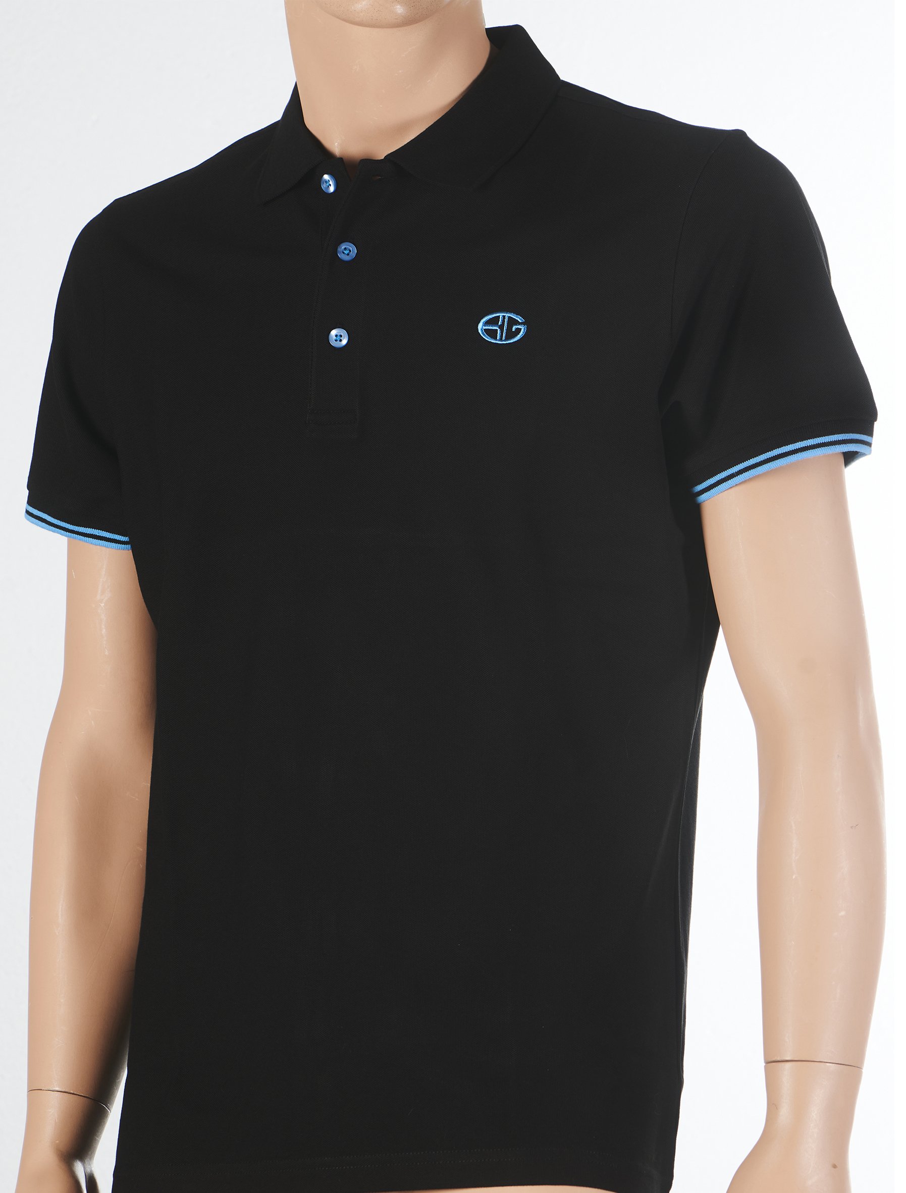 65 15 | Poloshirt S.Pique Black/LightBlue